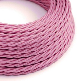 LEDSone Shiny Pink 16ft Vintage 2 Core Twisted Cable Fabric Cloth Covered Electrical Wire, 5m 2 conductors 18 Gauge Textile Electric Cable Wire Coated in Color Vintage Fabric for Lighting DIY Project