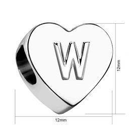 KunBead Jewelry Letter W Initial Charms Heart Love Aunt 18 Baby Girl Boy Birthstone Bead for Charm Bracelets