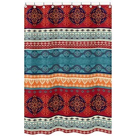 Boho Mandala Bohemian Chic Decorative Bathroom Fabric Bath Shower Curtain 72x72 Aztec Room Decor Ethnic Vintage Colorful Hipster Hippie Indian Tapestry Turquoise Patterned Retro Teal Blue Red Orange