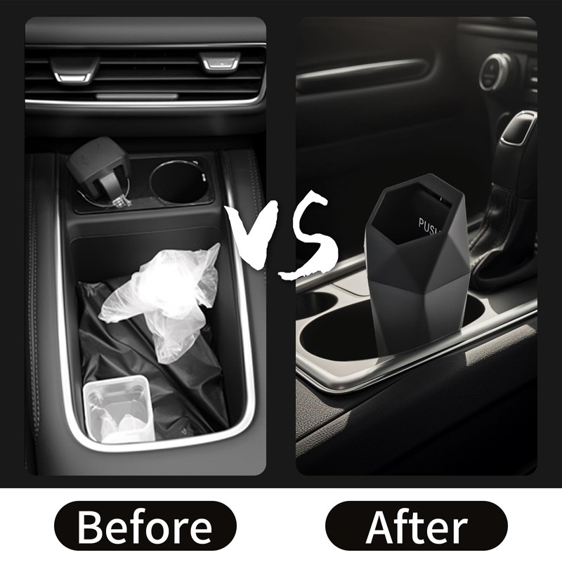 ZUYIST Car Bin Interior, Car Rubbish Bin with Lid, Mini