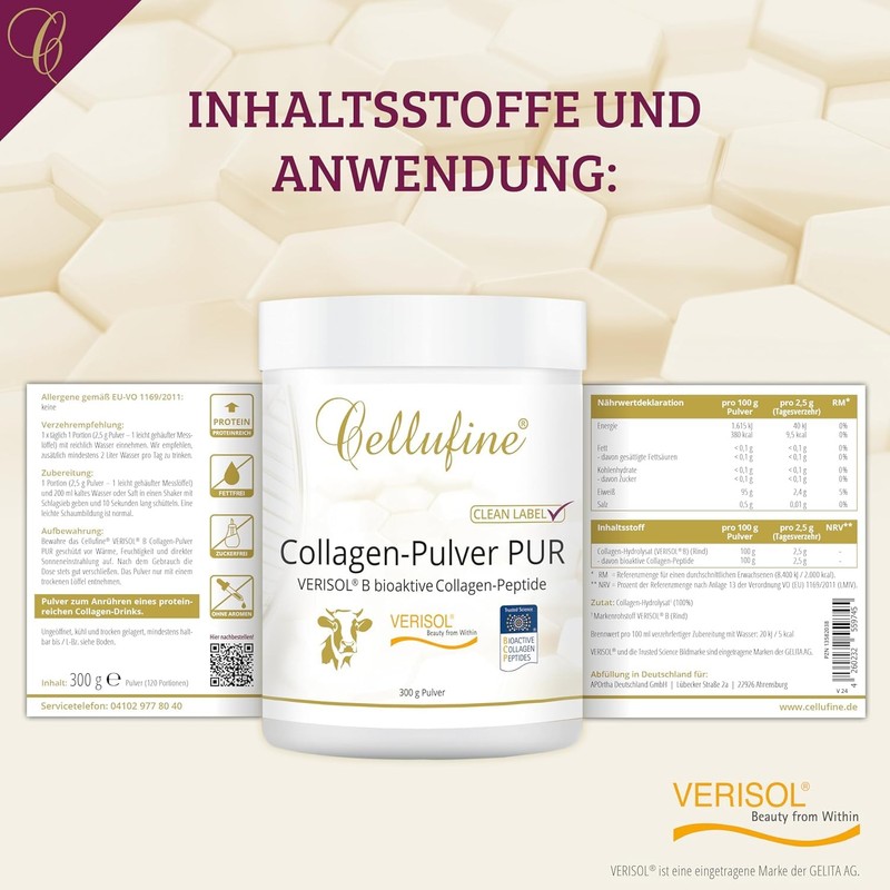 Cellufine® Premium Verisol Collagen Powder 300 g, Beauty Collagen Powder