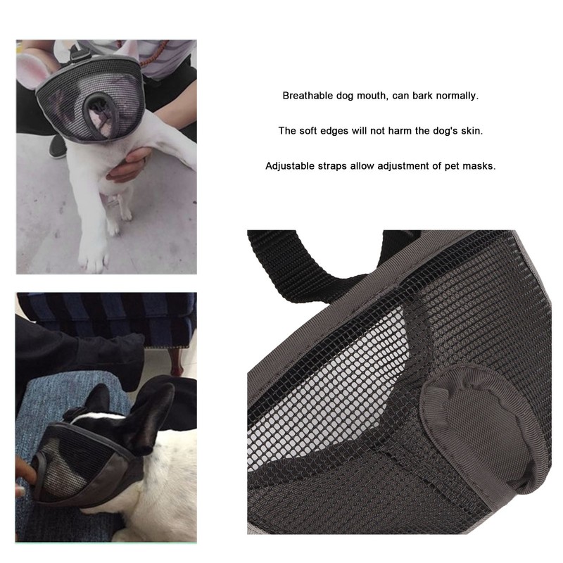 Adjustable Bulldog Mask Bite and Barking Dog Muzzle Eye Closed