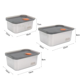 Stainless Steel Food Container with Lid, Snack Container, Leak-Proof Metal Food Container for Restaurant, Kitchen, Freezer, Buffet (1000 ml+1600 ml+2600 ml)