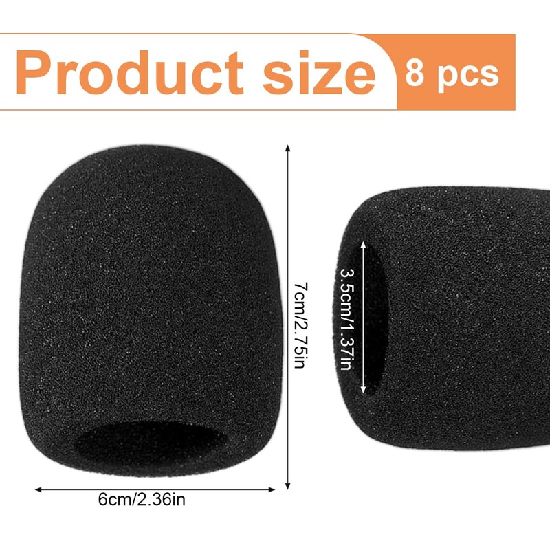 DLPRK Pack of 8 Replacement Foam Windscreen for Microphone and