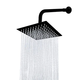 Cabeza de Ducha de Lluvia Negro Mate de Alta Presión, Regadera Cuadrada de Acero Inoxidable de 10 Pulgadas, Cabezal de Ducha de Lluvia Ultrafina con M