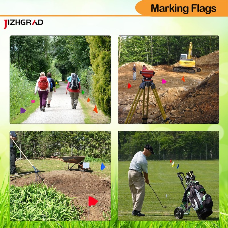 20Pack Red Marking Flags, JIZHGRAD 13x4x5 Inch Marker Flags Use