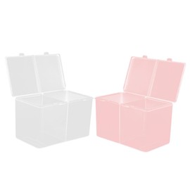STOBAZA 2pcs Transparent Cotton Swab Holders with Lid Bathroom Organizer for Makeup and Personal Compact Storage Box and Colors