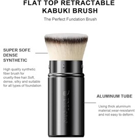 Ducare Brocha Retráctil Punta Plana Base Kabuki Tapa Maquillaje Viaje Líquido Crema Polvo