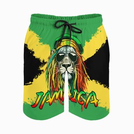 TENGBOKY Funny Mens Jamaican Swim Trunks Board Shorts Swimwear with Liner Bathing Suits for Men 9 Inch Inseam Swimsuits