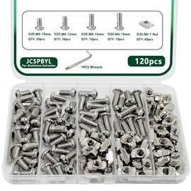 120Pcs 3030 3060 Aluminum Extrusion Hardware Accessories, M6 T Nuts scerws kit for Silver 30x30mm V T Slot Rail Aluminum Extrusion Profile Connectors