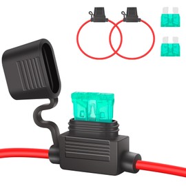 JatilEr Fuse Holder Car Standard 12AWG Pack of 2 Car Fuse Holder Copper Cable Car Fuse Holder with 30A Car Fuses for Car/Truck/Motorcycle/Boat