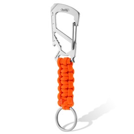 [KeyUnity] KC00 Paracord Keychain with Carabiner, Stainless Steel Carabiner with Ring, Braided 550 Paracord, Keychain Length 116mm, Lanyard Ring Hook Clip, SL21