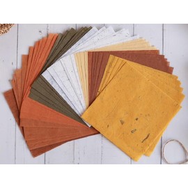 Natural Fiber Banana Bark 8 x 8 Inches 50 Sheets Mulberry Paper Sheets Square Origami Paper Arts Folding Craft, Writing Painting Square Folding Paper for DIY Crafts (Brown Tone, 8"x8")
