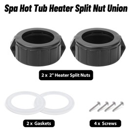 Adabuing 2" Spa Hot Tub Heater Split Nut Union amp with Screw, 2 pcs Heater Gasket/O-Rings Replacement for Balboa Gecko (Actual Size 3 Inch,Suitable for 2 Inch Heater Assemblies) - 2 Packs