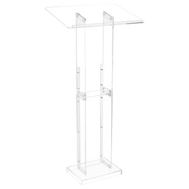 VEVOR Podium Stand, 50-Inch Acrylic Lectern, Portable Laptop Desk with Wide Reading Surface and Storage Shelf, Book Stopper, Floor-Standing, for Classroom, Wedding, Conference, Lecture and Concert