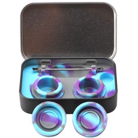 XIFEI portable stainless steel tin box 2-5ml silicone container jars， non-stick storage wax carrying case with extra stainless steel spoons (5 colors)