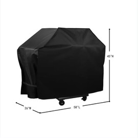 Grills House 58" Grill Cover, Durable Oxford Polyester Outdoor BBQ Cover, Water Resistant, Weather Protection, Black, CR5845