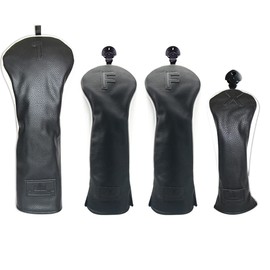 CRAFTSMAN Golf Wood Covers Headcovers (1ffx) 12 Golf Tees Driver Fairway Wood Utility Club Cover Tri Piece Design Black