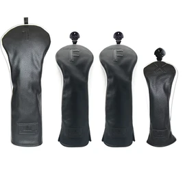 CRAFTSMAN Golf Wood Covers Headcovers (1ffx) 12 Golf Tees Driver Fairway Wood Utility Club Cover Tri Piece Design Black