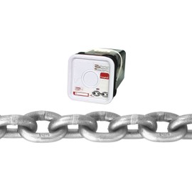 Campbell 0184616 System 4 Grade 43 Carbon Steel High Test Chain in Square Pail, Bright, 3/8" Trade, 0.37" Diameter, 40' Length, 5400 lb. Load Capacity