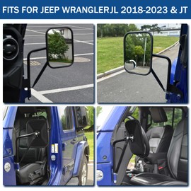 CALBEAU Mirrors Doors Off, Wider View Side Mirrors with Blind Mirrors Used for Jeep Wrangler JL 2018-2024 and JT, Anti Shake and Easy Install for Safe Driving