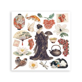 Stamperia - Rub-on Kit for Scrapbooks, Albums, Cards, Bullet Journals and More, Easily Transfer Images onto Paper and Other Surfaces, Perfect for Crafts and Gifting (6 Pages) (Oriental Garden)