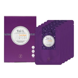 Toi:L Extra Silky Foot Mask Glove 5 Pairs, Premium Foot Care Treatment, Intensive Moisturizing, Nourishing, Repairing for the dry & rough damaged foot (Guerande salt+Sweet almond oil)