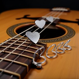 4Pcs Metal Guitar Picks, 2024 Upgraded Silver Guitar Finger Picks, Metal Butterfly Shape Plectrum Thumb Pick, Popular Bass Picks for Acoustic Guitar