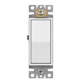 ENERLITES Decorator Paddle Rocker Light Switch, Gloss Finish, Single Pole, 3 Wire, Grounding Screw, Residential Grade, 15A 120V/277V, UL Listed, 91150-W-10PCS, White (10 Pack)