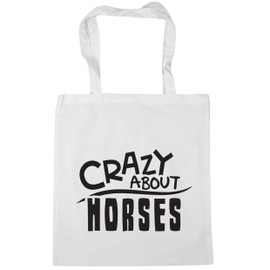 Hippowarehouse Crazy About Horses Tote Shopping Gym Beach Bag 42cm x38cm, 10 litres