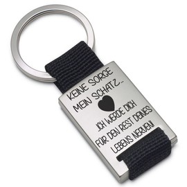Lieblingsmensch Lieblingsmensch Schlüsselanhänger Modell: Keine Sorge Mein Schatz - Textil Keyring, 12 cm, Black (Schwarz)