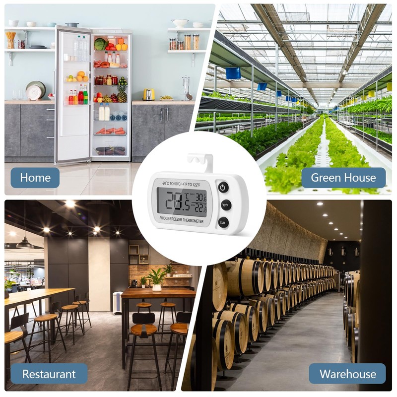 AiQlnu Fridge Thermometer, Magnetic Digital Freezer Thermometer, Kitchen Thermometer with