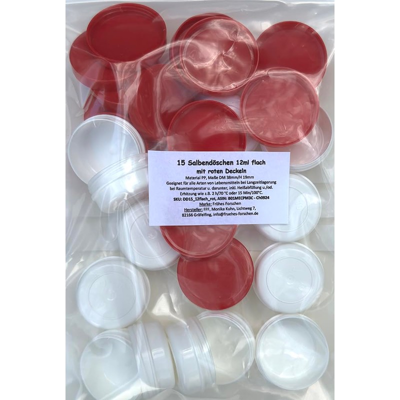 15 ointment containers, cream containers, flat ointment jar, 12 ml