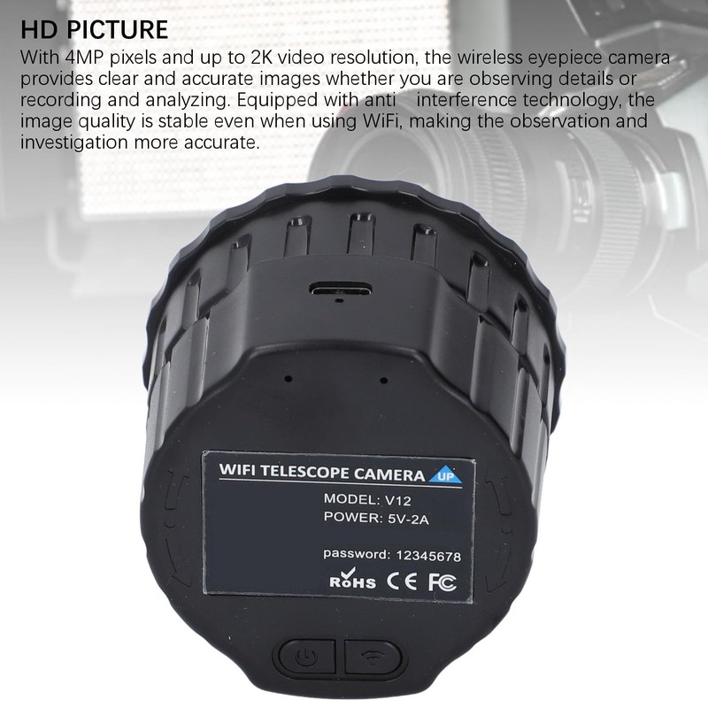 4MP Cordless Electronic Eyepiece, Wi Fi Telescope Camera, 2K Video