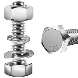 ORTAVA Hexagon Screws M6 x 35, Screws Bolts with Hex Head Including Washers, Spring Washers and Nuts, Screws Outer Hexagon Made of Stainless Steel A2 V2 (Pack of 10)