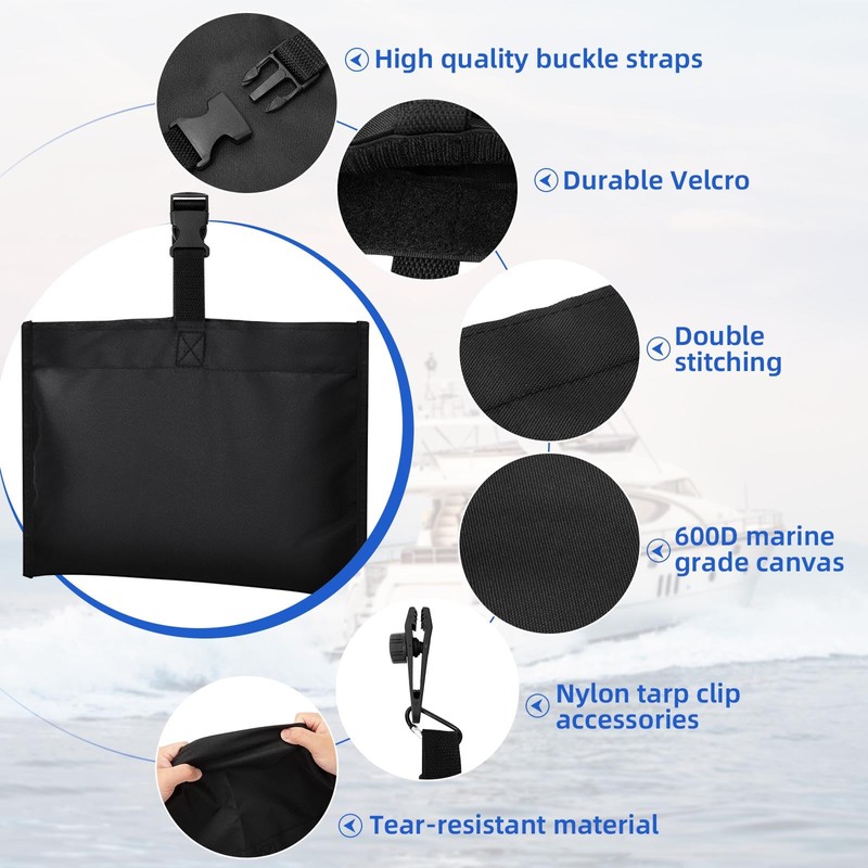 Yexcend 4 Packs Boat Cover Sand Bag Mooring Kit, 600D