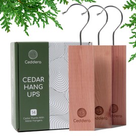 Ceddera Cedar Hang Ups 14 Pack | Natural Cedar Blocks for Clothes Storage | Eco Friendly Cedarwood for Closets | Moth Ball Alternative