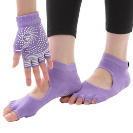 OHplus Yoga Gloves x Yoga Socks Set, purple/white