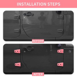 Hoolcar Door Hinge Trim Cover ABS Exterior Accessories for 2007-2017 Jeep Wrangler JK JKU Sport Rubicon Sahara X 2-Door & 4-Door, Pink, 8PCs