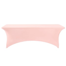 Hezuzo 2Pack Spandex Table Cover for 6Ft or 4fT or 8ft Table Universal Fitted Stretch Tablecloth for Party, Banquet, Wedding and Events-Blush Pink
