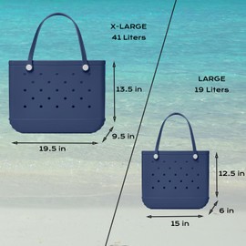 TDIITD Rubber Beach Bag Waterproof Washable Tip-Proof Durable Tote Bag for Beach Pool Sports Modern Versatile Rubber Tote XL02-ShenLan