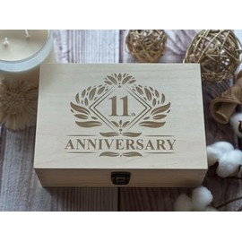 11th Anniversary Engraved Wooden Box - A Unique Gift to Honor Eleven Years Together