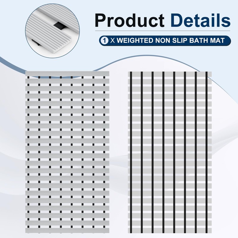 AceOrbit 32 x 17 Inch Weighted Non Slip Bathtub Mat,