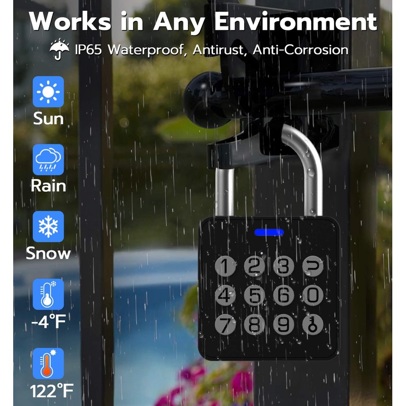 Fingerprint Gym Locker Lock with Code Keypad, Anweller Waterproof Keyless