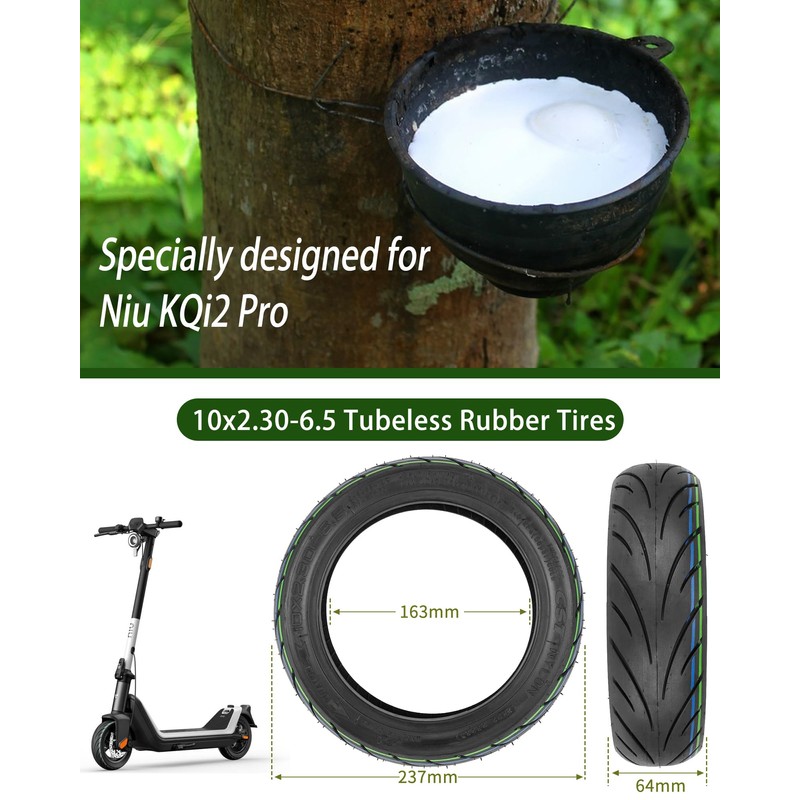 RidTianTek 10x2.30-6.5 Tire 10 Inch Tubeless Tire for NIU KQi2