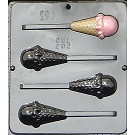 Ice Cream Cone Lollipop Chocolate Candy Mold 202