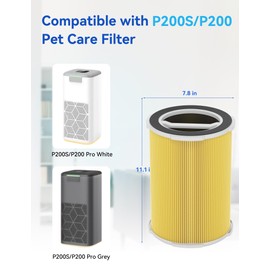 P200S/P200 Pro Pet Care Filter, Replacement Filter for P200S/P200 Pro Air Purifier, 3-in-1 H13 Ture HEPA and Activated Carbon Air Filter for Pet Hair Dander, Pet Odor, Pollen, Smoke