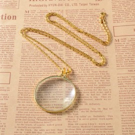5X Magnifier Necklace Pendant Hanging Magnifying Glass Chain Pocket Magnifier Reading Loupe Magnifying Monocle Long Necklace Pendant for Women Men