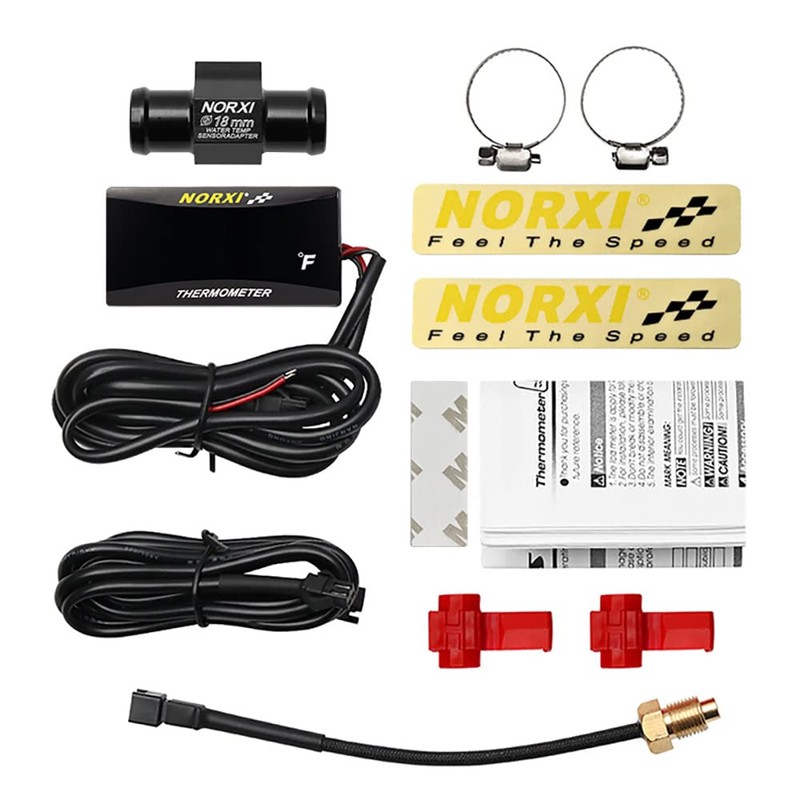 Motorcycle Water Temp Gauge Fahrenheit Display 32~248F Over-Temperature Alert, Universal
