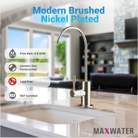 Max Water Reverse Osmosis Modern Designer Style Faucet, Designer BN Type Chrome Plated CP Kitchen Counter top Faucet